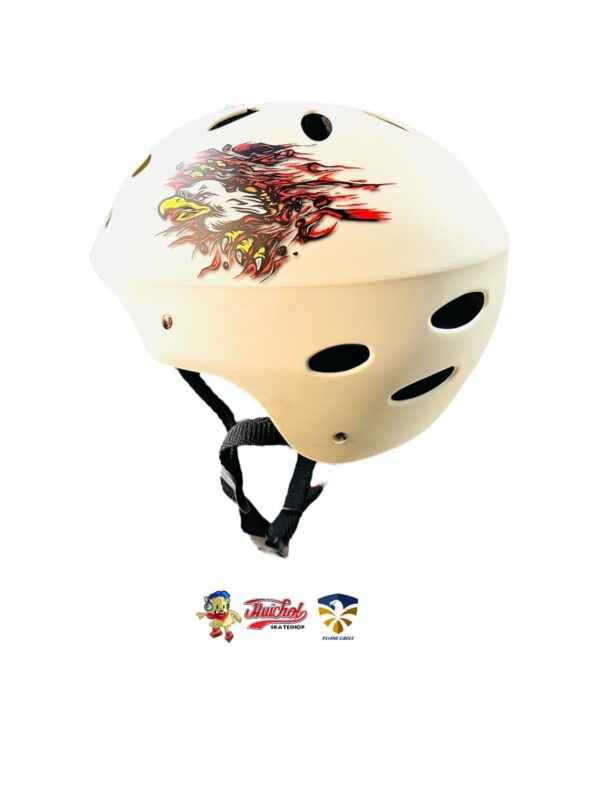 PROTECCIONES FLYING EAGLE CASCO BLANCO AGUILA EN LLAMAS