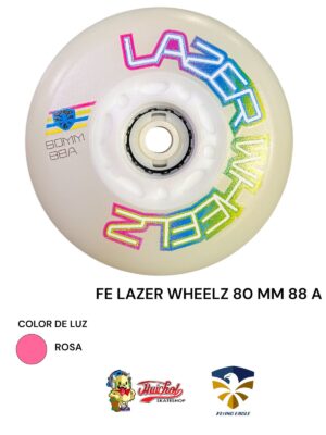 Llantas Flying Eagle Lazer 80mm 88A con luz rosa (letras multicolor