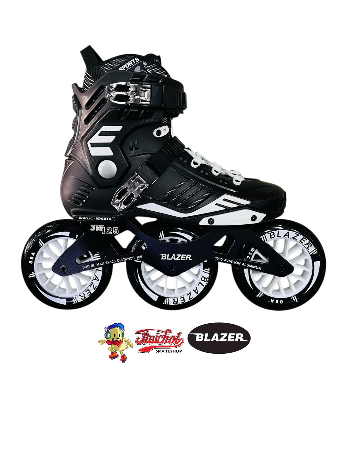 PATINES BLAZER SPEED BLANCO NEGRO DE 3 RUEDAS blancas
