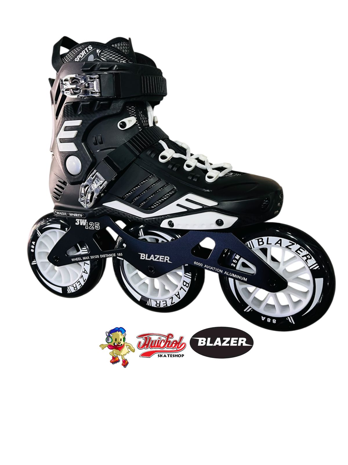 PATINES BLAZER SPEED BLANCO NEGRO DE 3 RUEDAS blancas