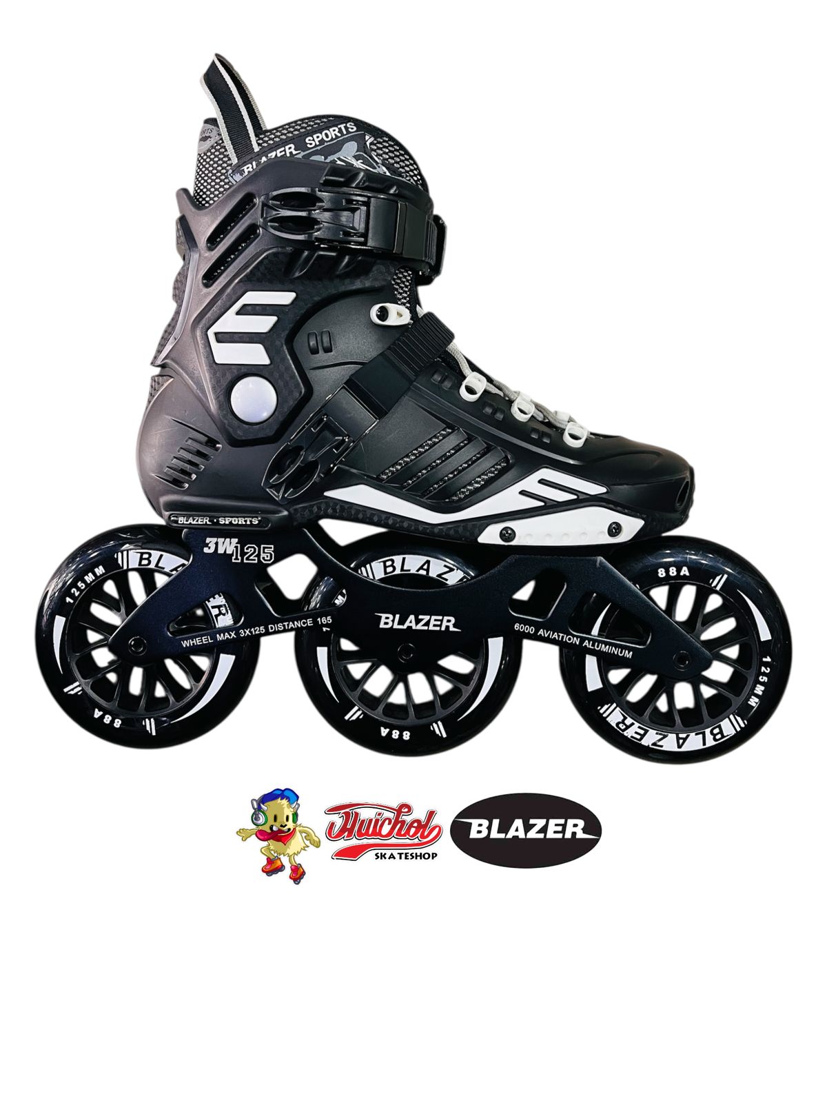 PATINES BLAZER SPEED BLANCO NEGRO DE 3 RUEDAS negras