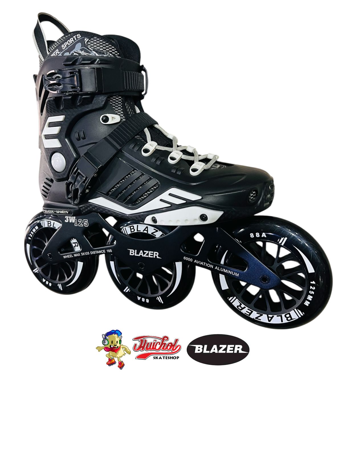 PATINES BLAZER SPEED BLANCO NEGRO DE 3 RUEDAS negras