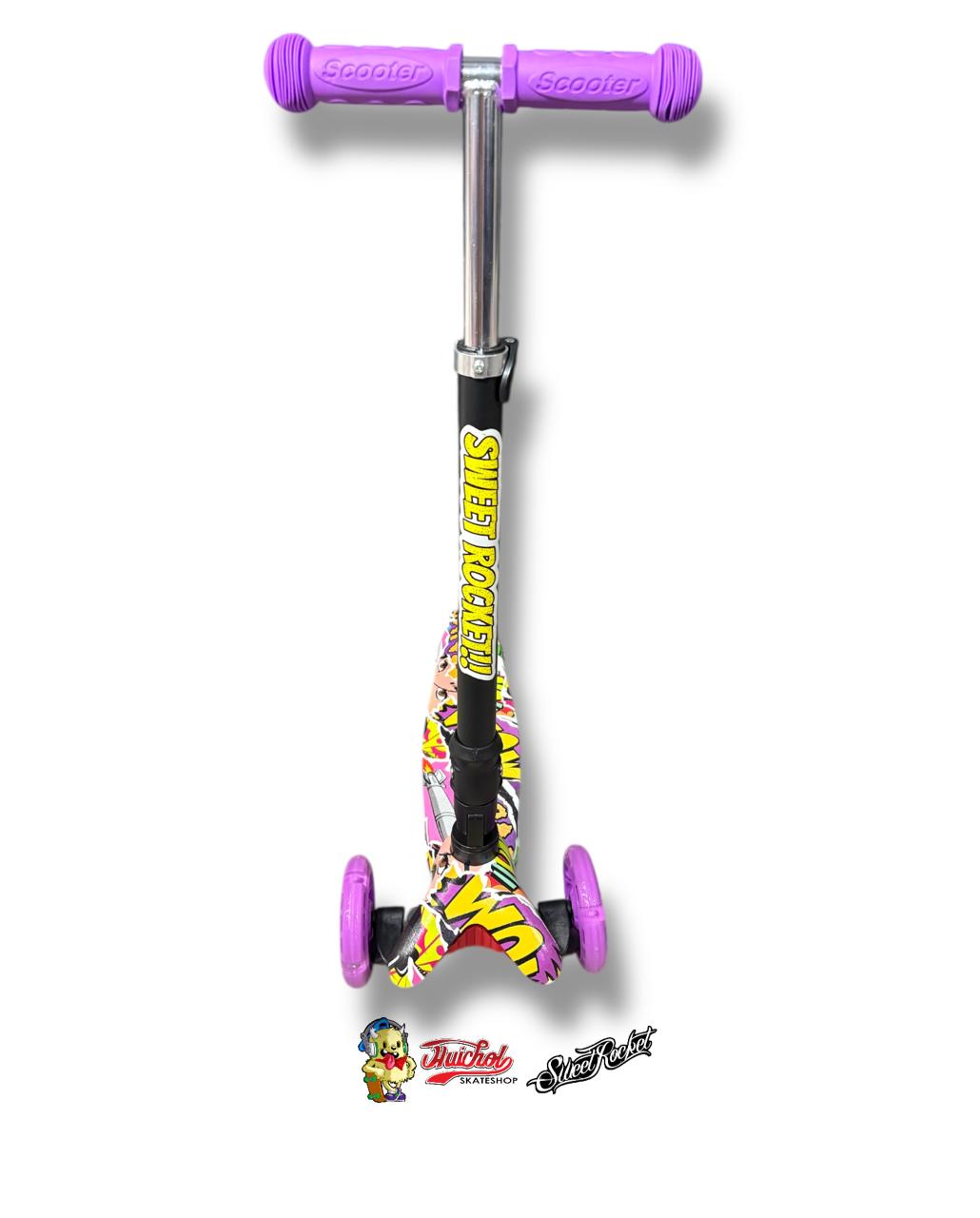 SCOOTER SWEET ROCKET AJUSTABLE CON LUCES EN RUEDA WOW MORADO