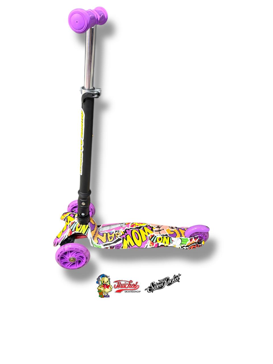 SCOOTER SWEET ROCKET AJUSTABLE CON LUCES EN RUEDA WOW MORADO