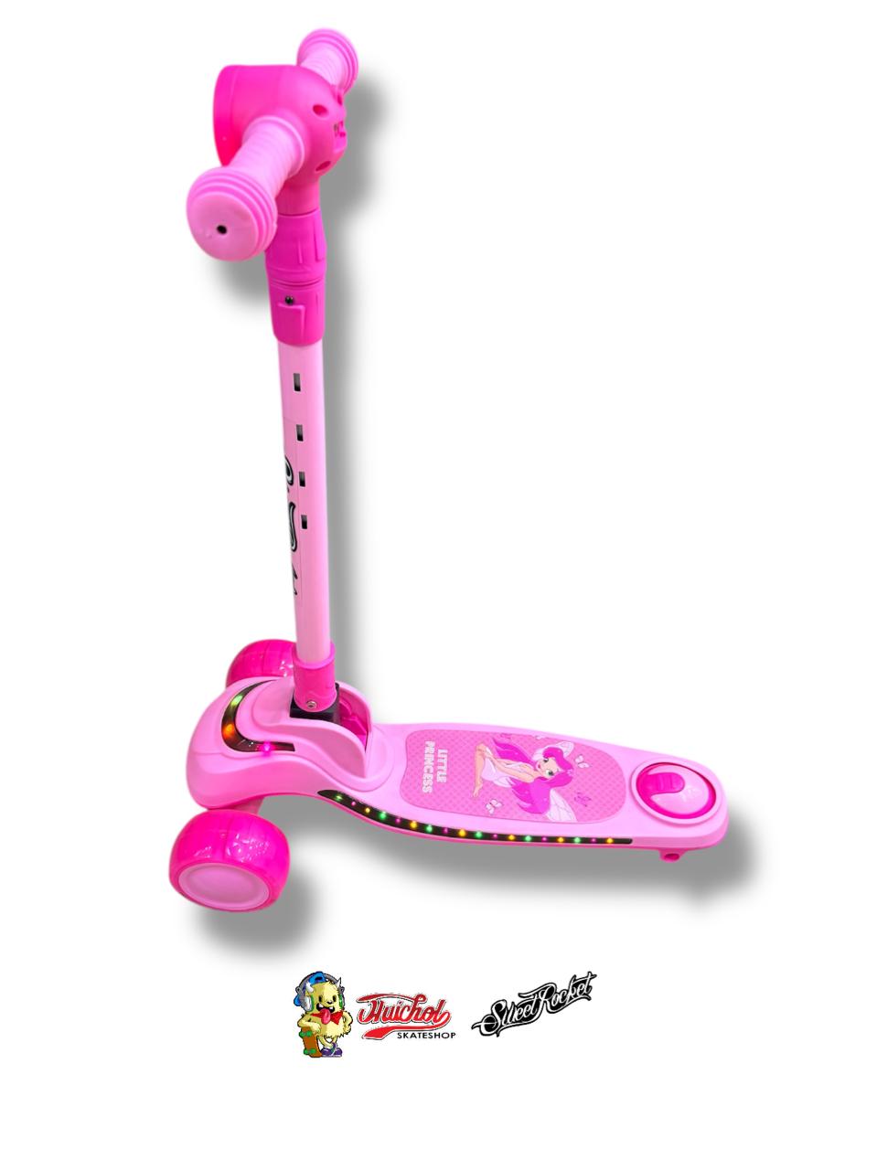 SCOOTER SWEET ROCKET AJUSTABLE CON LUCES EN RUEDA Y FARO HADA ROSA