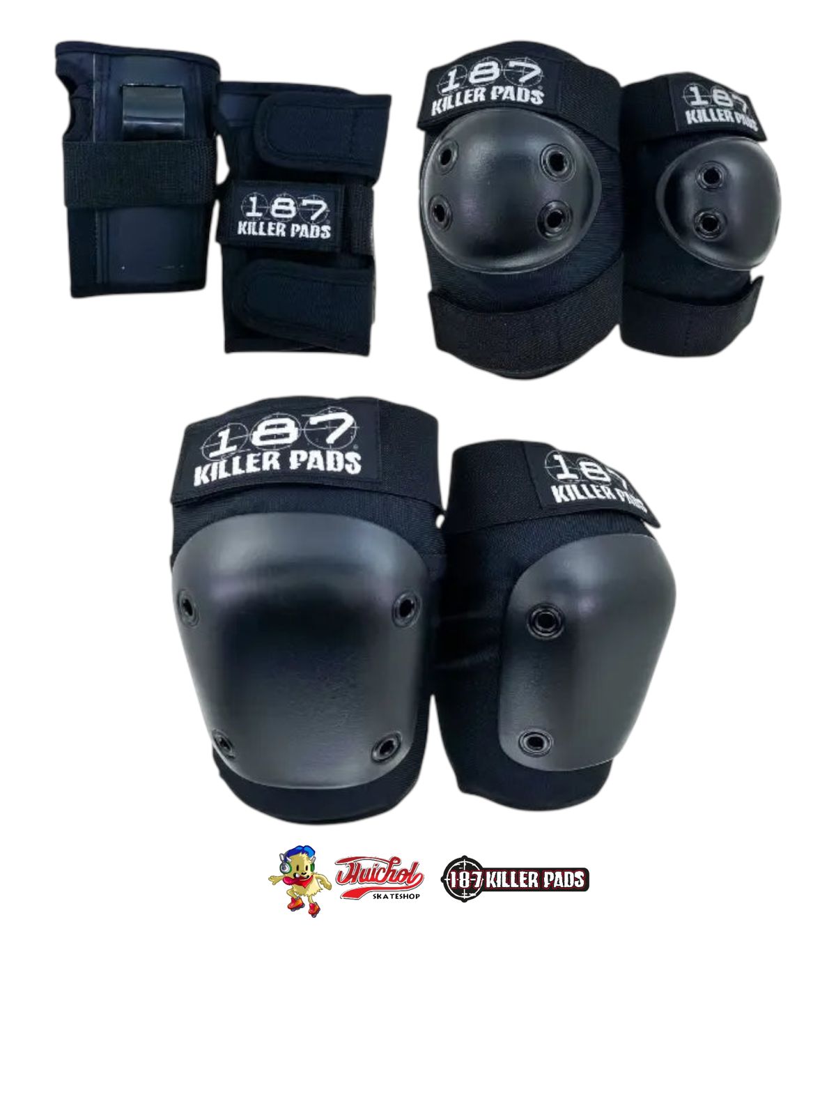 PROTECCIONES KILLER PADS NEGRO LETRAS BLANCAS