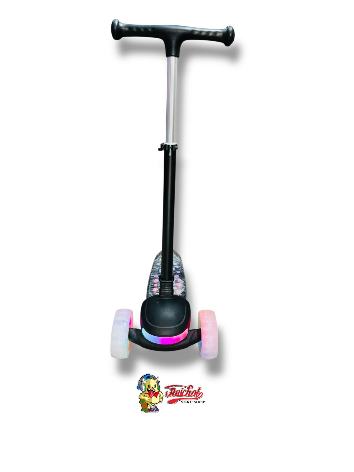 SCOOTER AJUSTABLE CON LUZ Y SONIDO MUSICAL NEGRO PARA NIÑOS