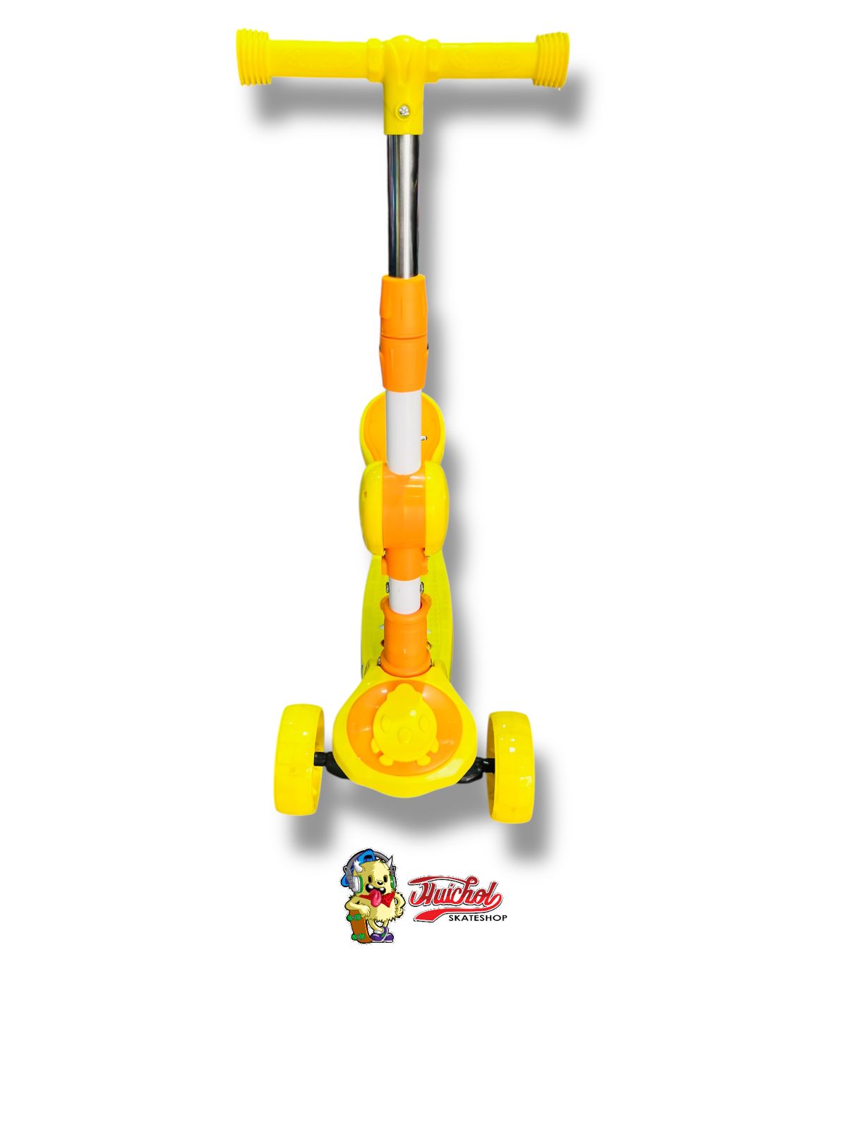 SCOOTER AJUSTABLE POLLO MUSICAL CON LUZ CON ASIENTO AMARILLO