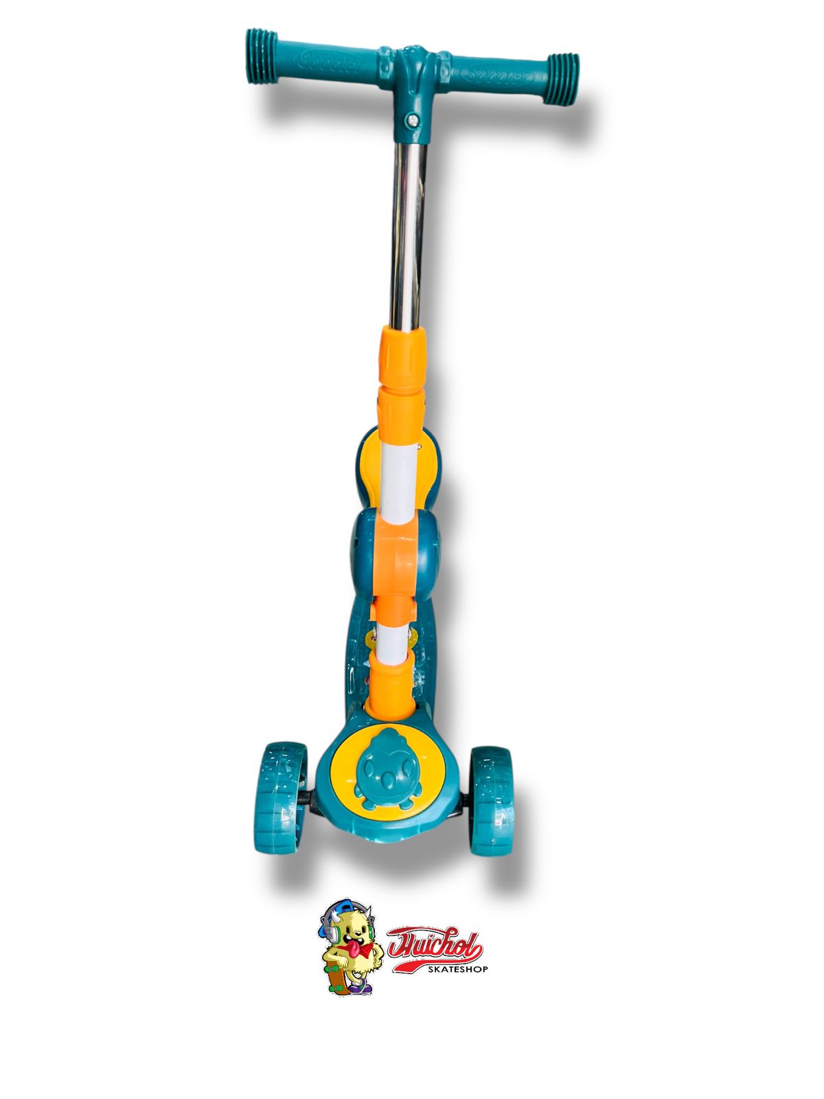 SCOOTER AJUSTABLE POLLO MUSICAL CON LUZ CON ASIENTO AZUL