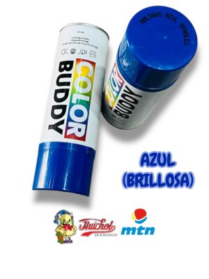 LATAS COLOR BUDDY COLOR AZUL BRILLOSA 400ml (incluye cap universal)