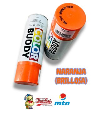 LATAS COLOR BUDDY COLOR NARANJA BRILLOSA 400ml (incluye cap universal)