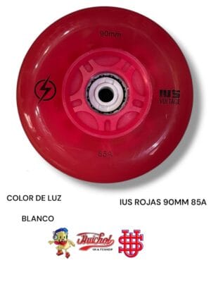 LLANTAS PATINES IUS SKATE VOLTAGE ROJA 90mm 85A luz blanca